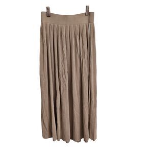 Rag‎ & Bone Skirt Small Beige Peyton Warm Khaki Rib Knit Midi Pleated Stretch